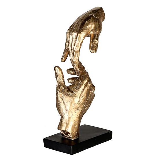 Read more about Two hands poly design sculpture in antique gold and black