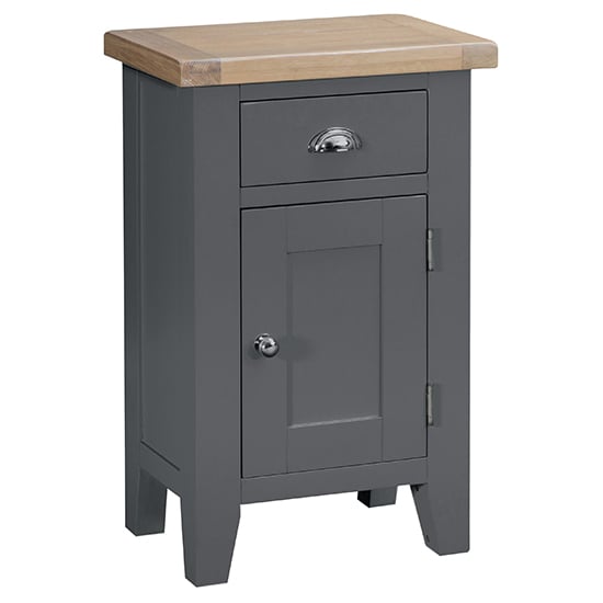 Tyler Wooden 1 Door And 1 Drawer Side Table In Charcoal