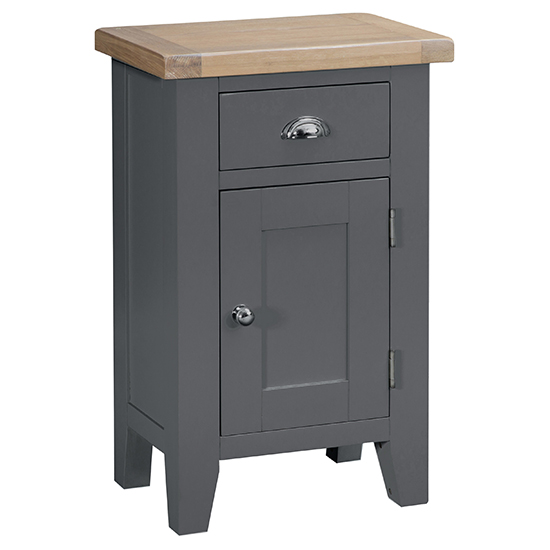 Photo of Tyler wooden 1 door and 1 drawer side table in charcoal