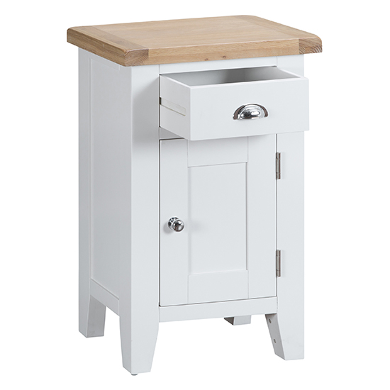 Tyler Wooden 1 Door And 1 Drawer Side Table In White_2