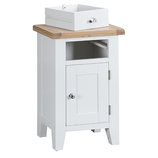 Tyler Wooden 1 Door And 1 Drawer Side Table In White_3