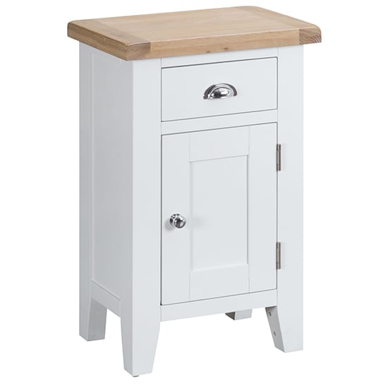 Tyler Wooden 1 Door And 1 Drawer Side Table In White