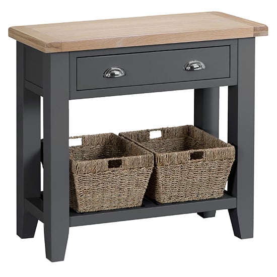 Tyler Wooden 1 Drawer Console Table In Charcoal