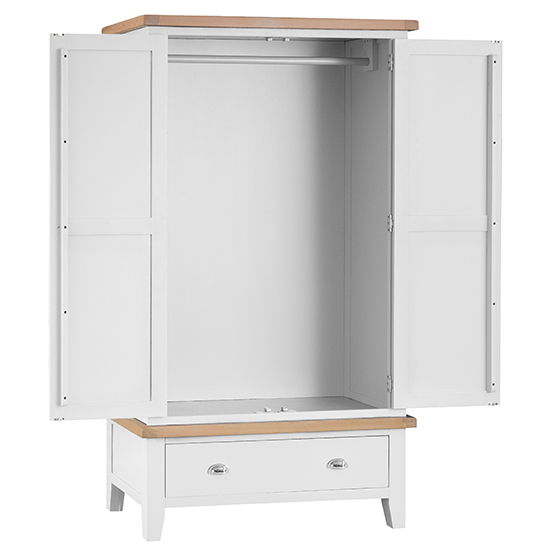 Tyler Wooden 2 Doors And 1 Drawer Wardrobe In White_2