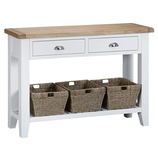 Tyler Wooden 2 Drawers Console Table In White thumbnail