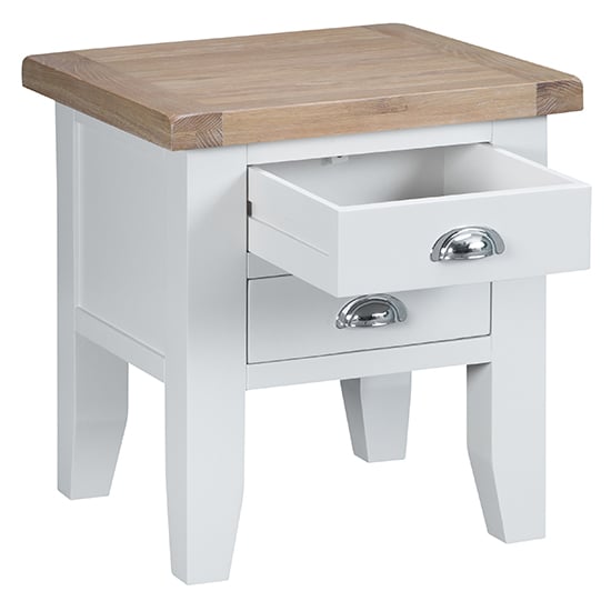 Tyler Wooden 2 Drawers Lamp Table In White_2