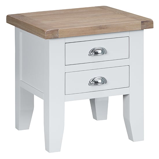 Tyler Wooden 2 Drawers Lamp Table In White