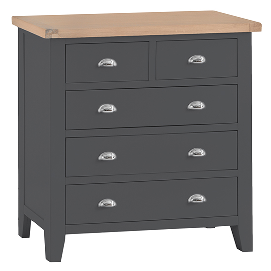 Tyler Wooden Chest Of 5 Drawers In Charcoal FiF