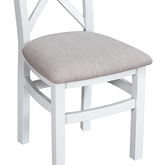 Tyler Cross Back Dining Chair In White With Fabric Seat Furniture in