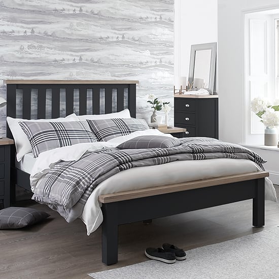 Tyler Wooden Double Bed In Charcoal