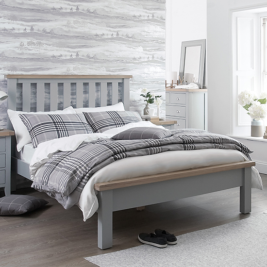 Tyler Wooden Double Bed In Grey Furniture in Fashion