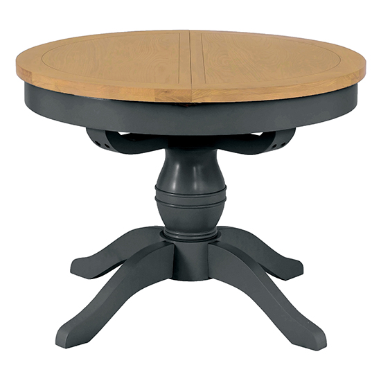 Tyler Extending Round Wooden Butterfly Dining Table In Charcoal