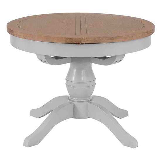 Tyler Extending Round Wooden Butterfly Dining Table In Grey