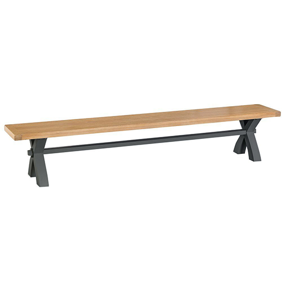 Tyler Large Wooden Cross Legs Dining Bench In Charcoal