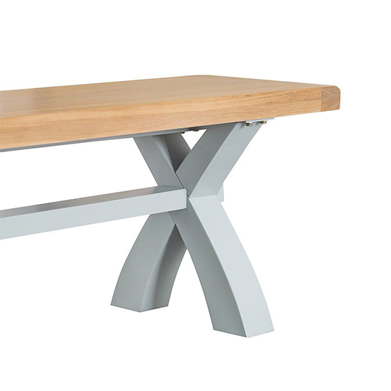 Tyler Large Wooden Cross Legs Dining Bench In Grey_5