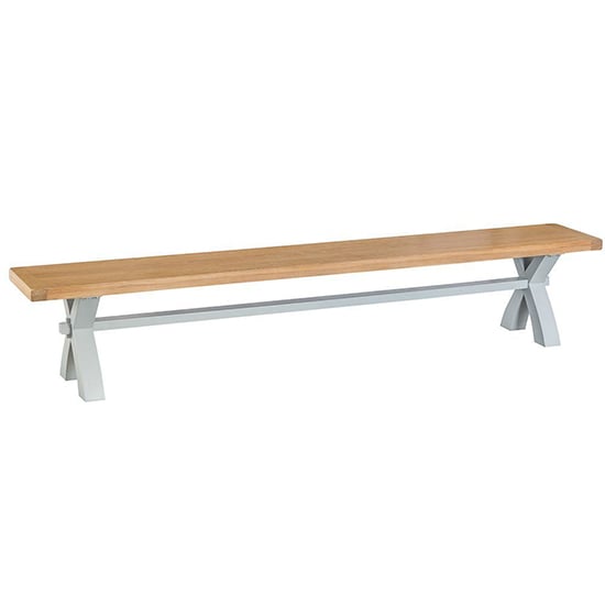 Tyler Large Wooden Cross Legs Dining Bench In Grey