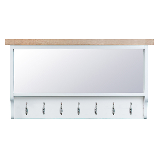 Tyler Large Wooden Hallway Coat Rack With Mirror In White Furniture