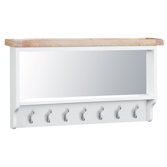 Tyler Large Wooden Hallway Coat Rack With Mirror In White Furniture