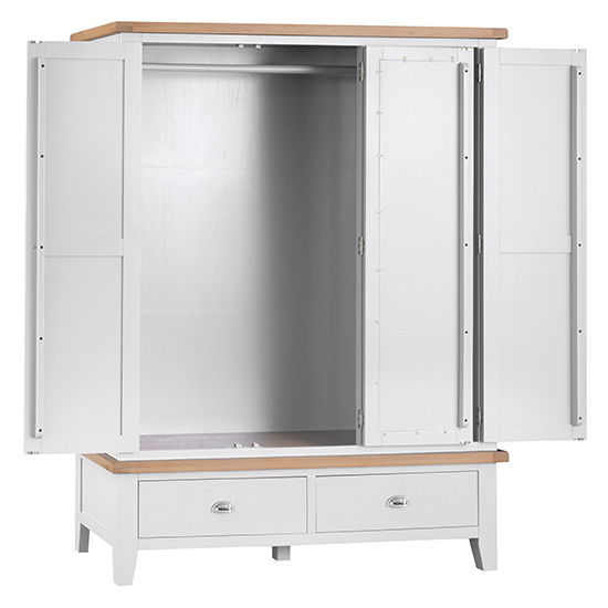 Tyler Mirrored Wooden 3 Doors And 2 Drawers Wardrobe In White_3