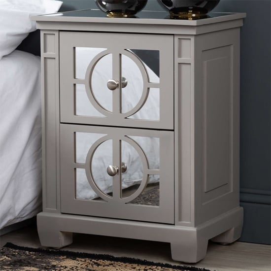 Product photograph of Tyler Mirrored Bedside Cabinet With 2 Drawers In Grey from Furniture in Fashion