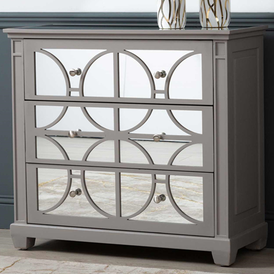 Photo of Tyler mirrored chest of 3 drawers in grey