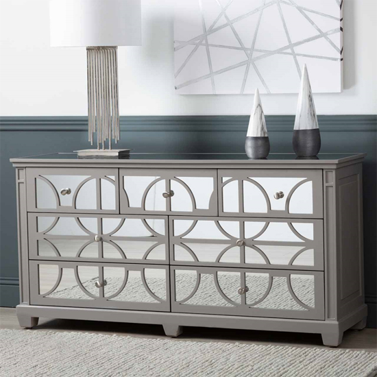 Photo of Tyler mirrored chest of 7 drawers in grey