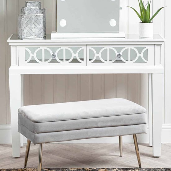 Product photograph of Tyler Mirrored Console Table With 2 Drawers In Washed White from Furniture in Fashion