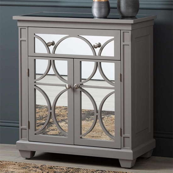 Photo of Tyler mirrored sideboard with 2 doors 1 drawer in grey