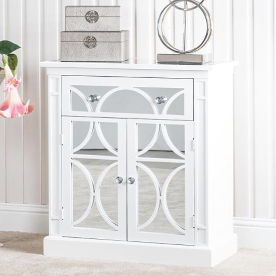 Photo of Tyler mirrored sideboard with 2 doors 1 drawer in washed white