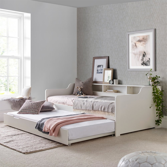 Tavira Pinewood Single Bed With Guest Bed In White thumbnail