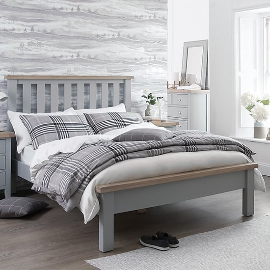 Tyler Wooden Super King Size Bed In Grey