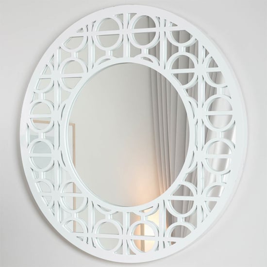 Photo of Tyler wall mirror round with white wooden frame