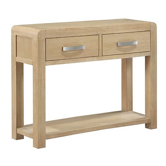 Product photograph of Tyler Wooden Console Table With 2 Drawers In Washed Oak from Furniture in Fashion