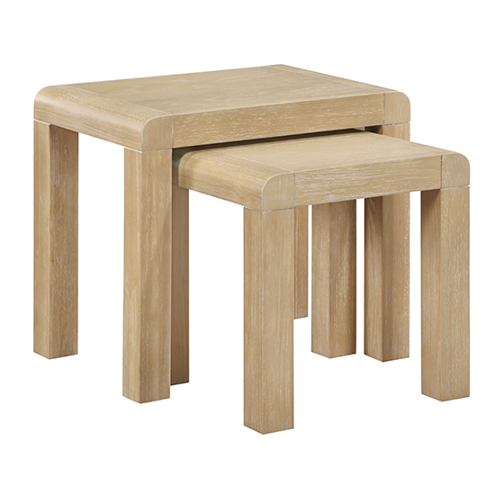 Product photograph of Tyler Wooden Nest Of 2 Tables In Washed Oak from Furniture in Fashion