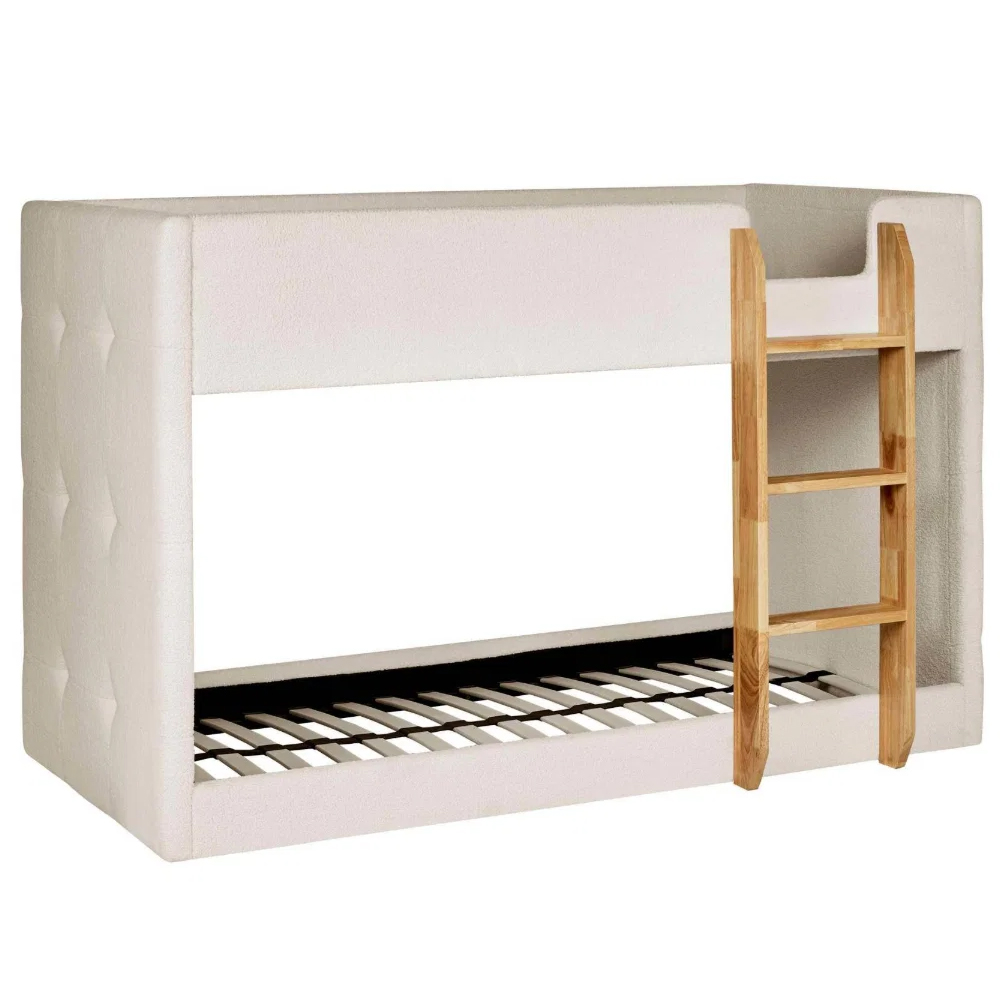 Tyrel Fabric Bunk Bed in Cream