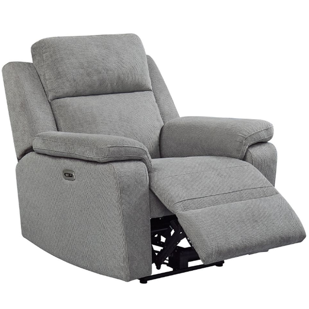 Tyrone Fabric Electric Recliner 1 Seater Sofa In Stone