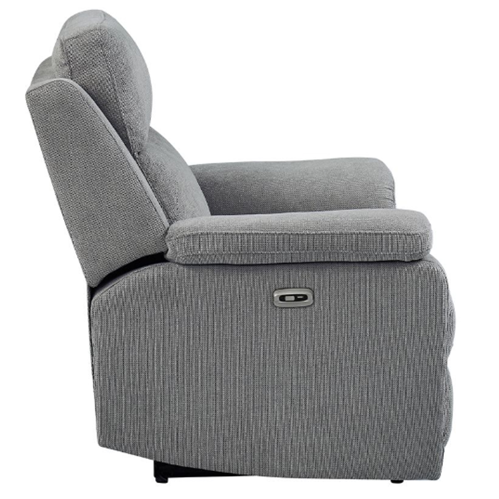 Tyrone Fabric Electric Recliner 1 Seater Sofa In Stone
