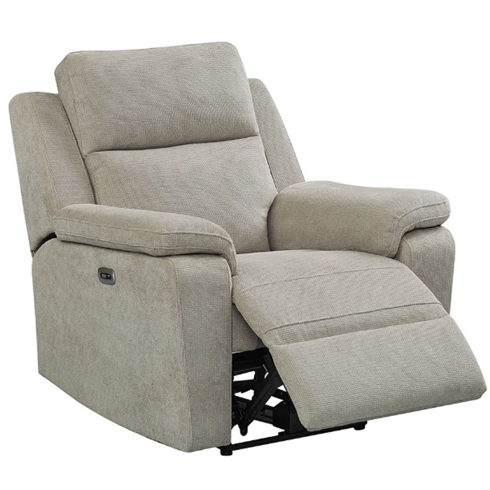 Tyrone Fabric Electric Recliner 1 Seater Sofa In Taupe