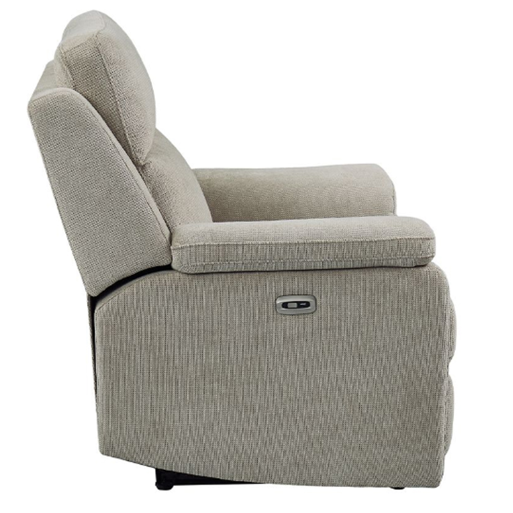 Tyrone Fabric Electric Recliner 1 Seater Sofa In Taupe