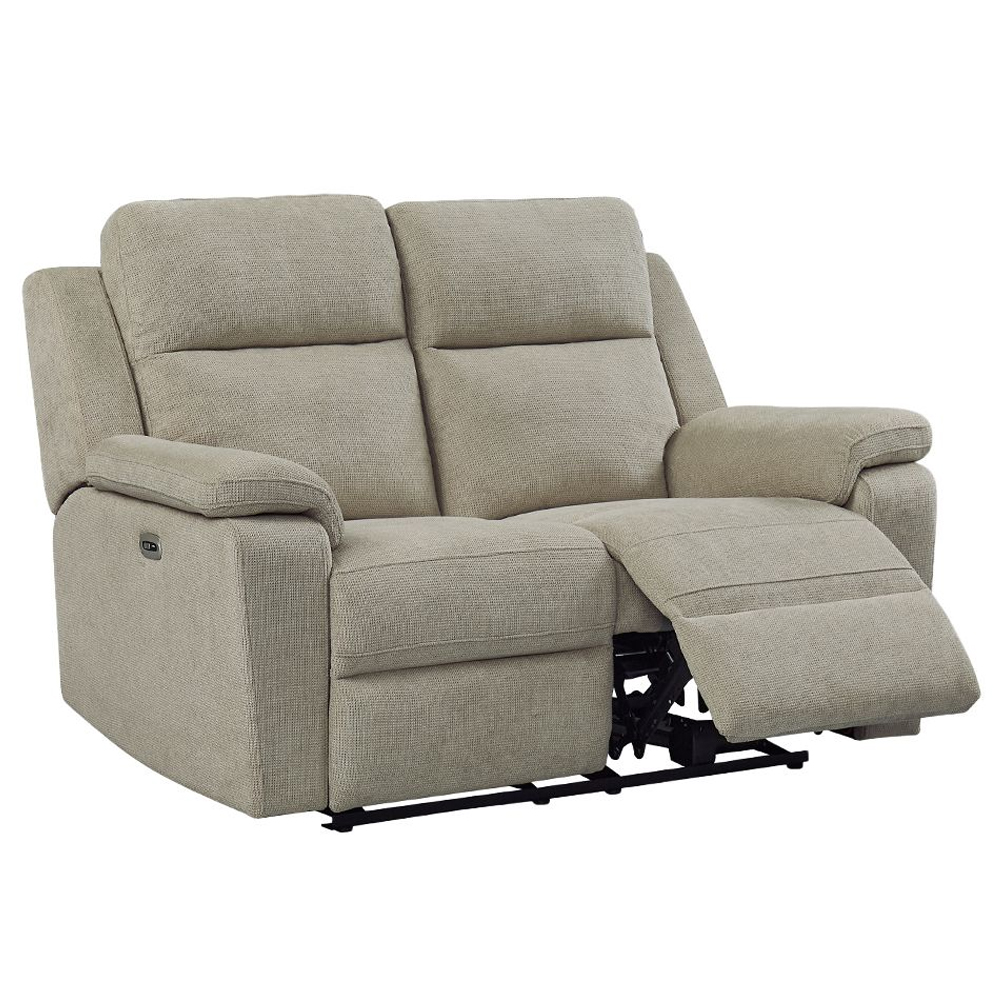 Tyrone Fabric Electric Recliner 2 Seater Sofa In Taupe