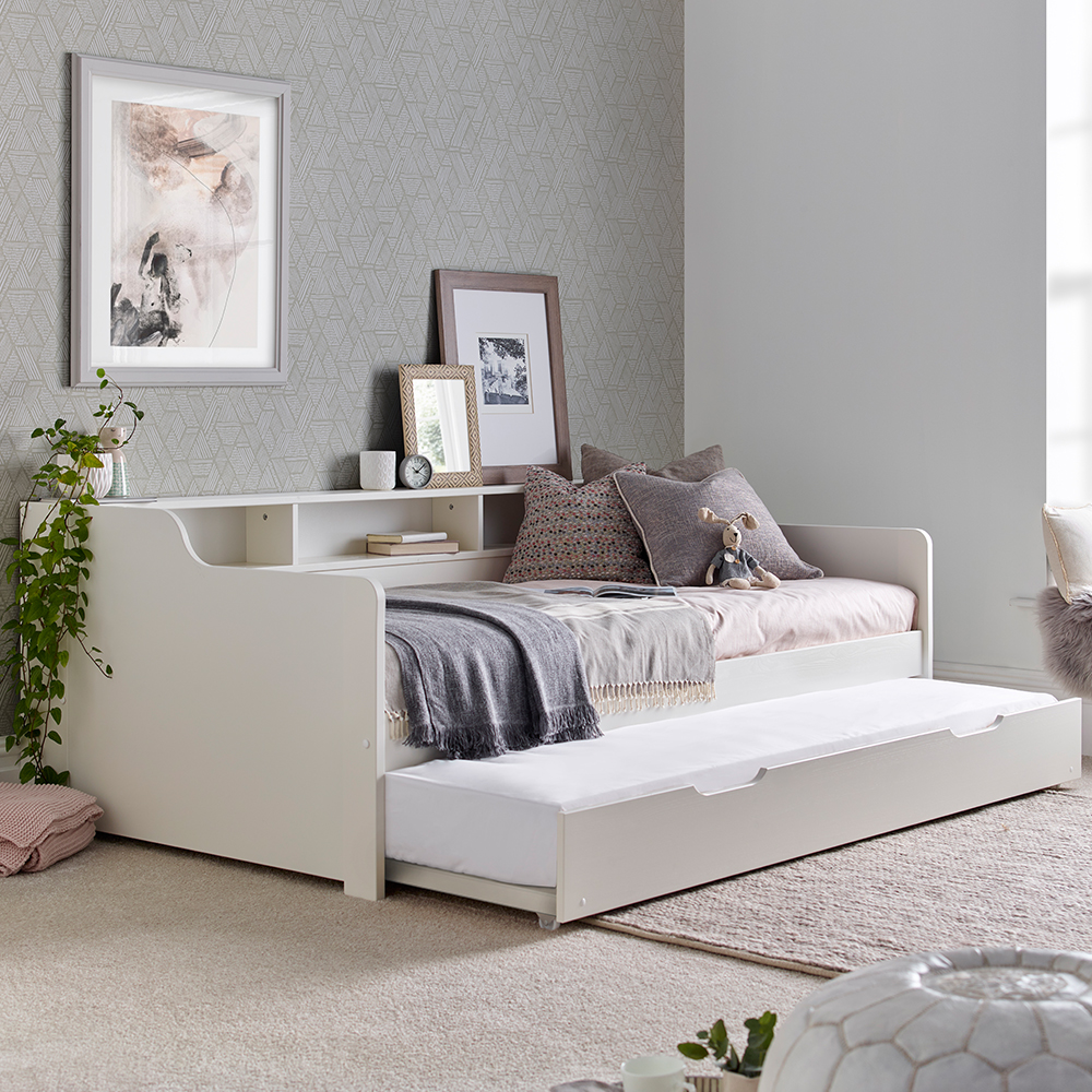 Tyson Wooden Guest Bed With Trundle In White