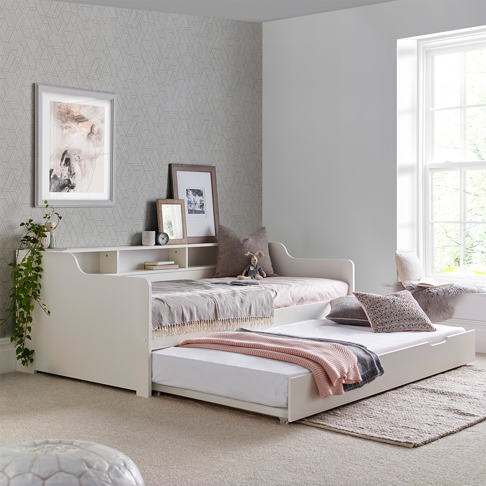 Tyson Wooden Guest Bed With Trundle In White