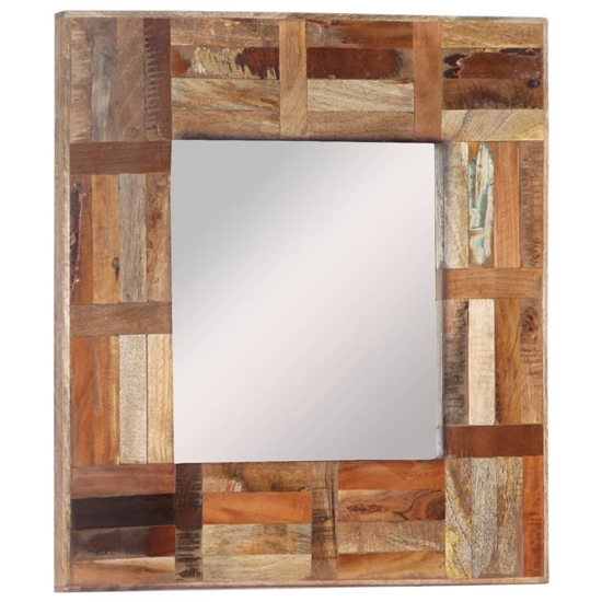 Product photograph of Ubaldo Square Reclaimed Wood Wall Mirror In Multicolour from Furniture in Fashion