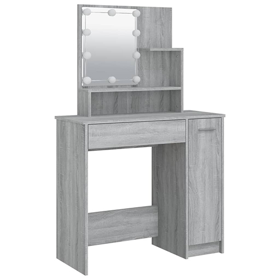 Udell Wooden Dressing Table Set In Grey Sonoma Oak With LED_5