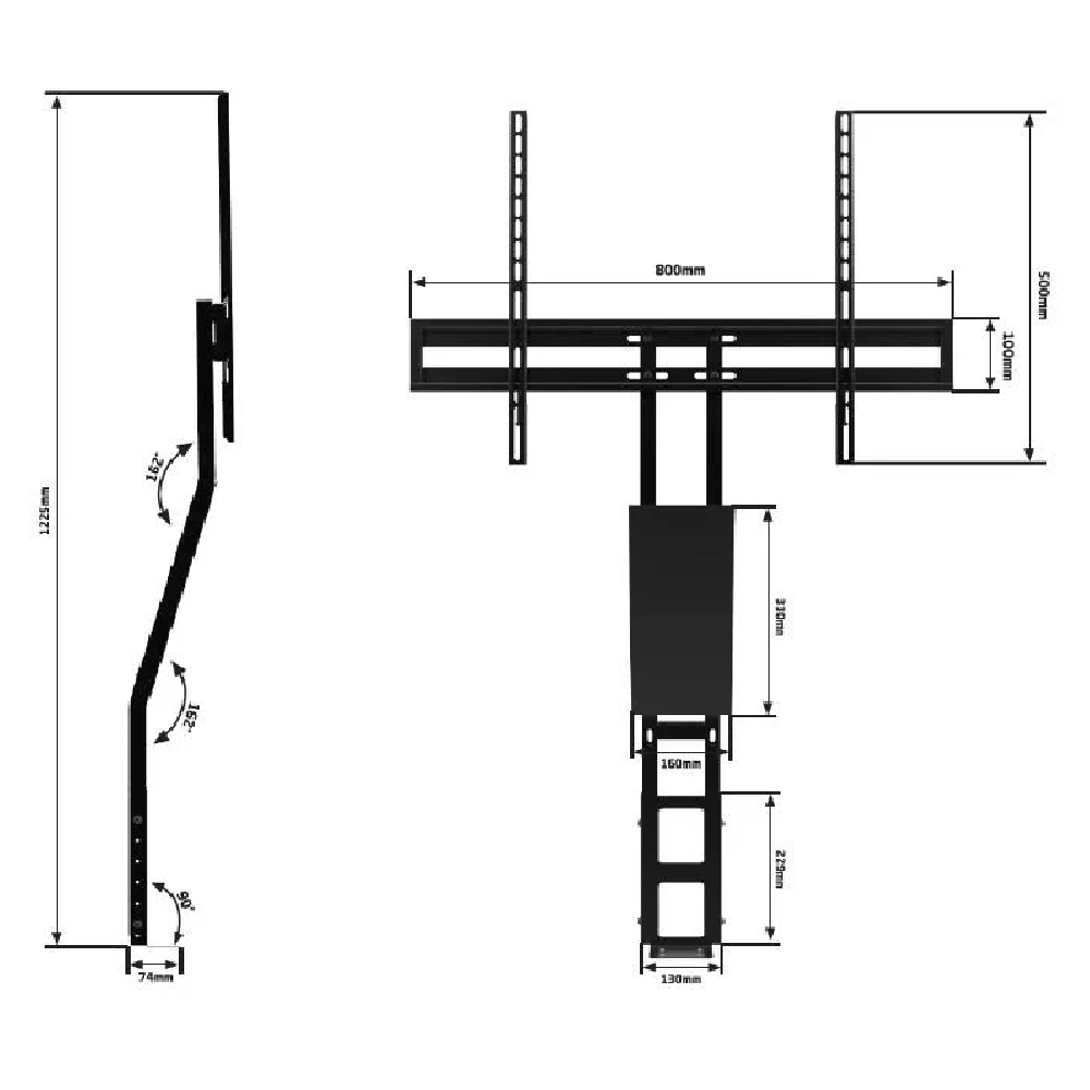 Ufford Metal Wall Mounted TV Bracket In Black
