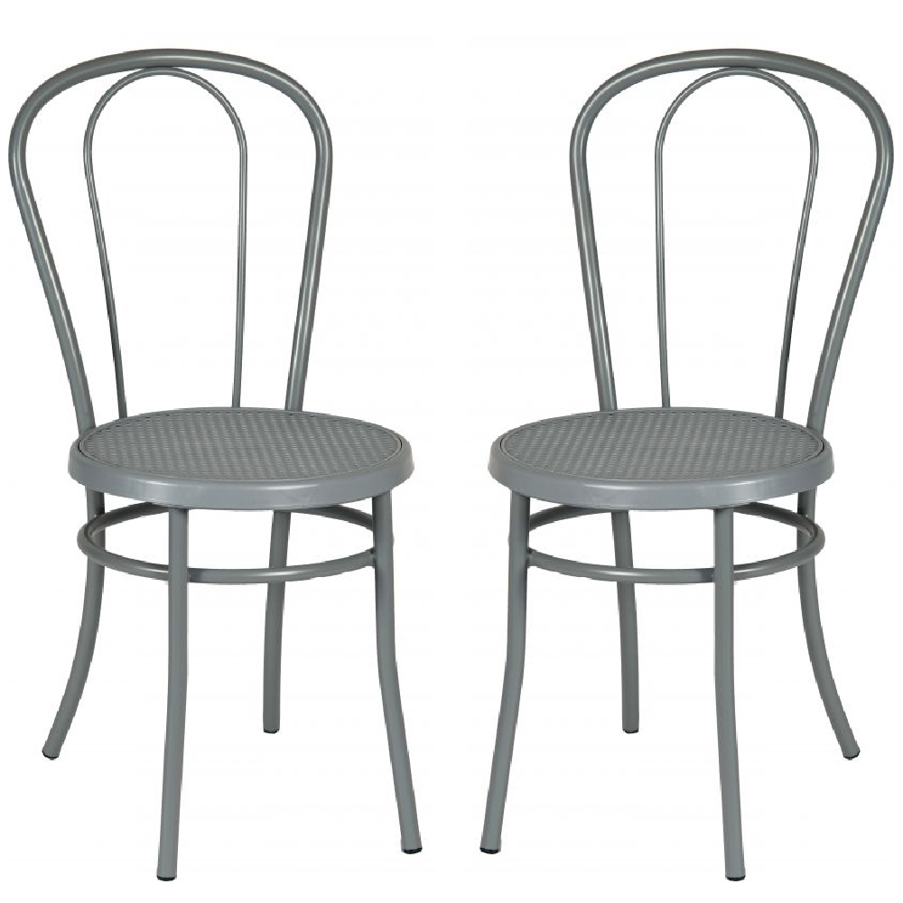 Ukiah Dove Grey Metal Bistro Chair In Pair thumbnail