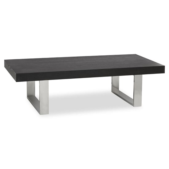 Photo of Ulmos wooden coffee table with u-shaped base in black