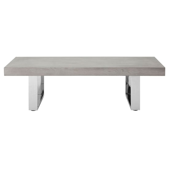 Ulmos Wooden Coffee Table With U-Shaped Base In Grey
