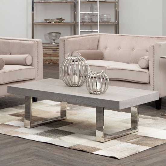 Read more about Ulmos wooden coffee table with u-shaped base in grey