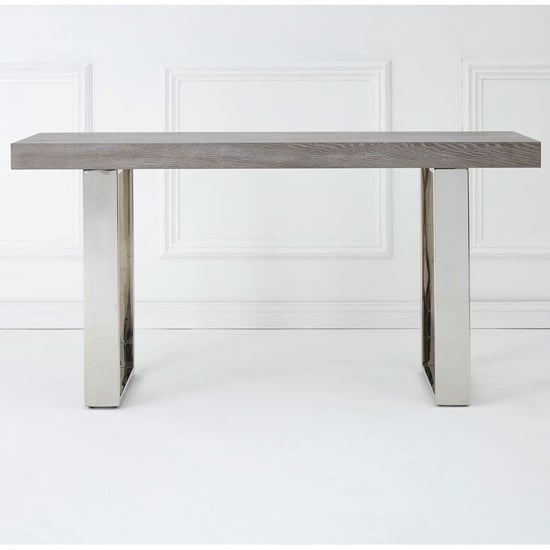 Ulmos Wooden Console Table With U-Shaped Base In Grey_2